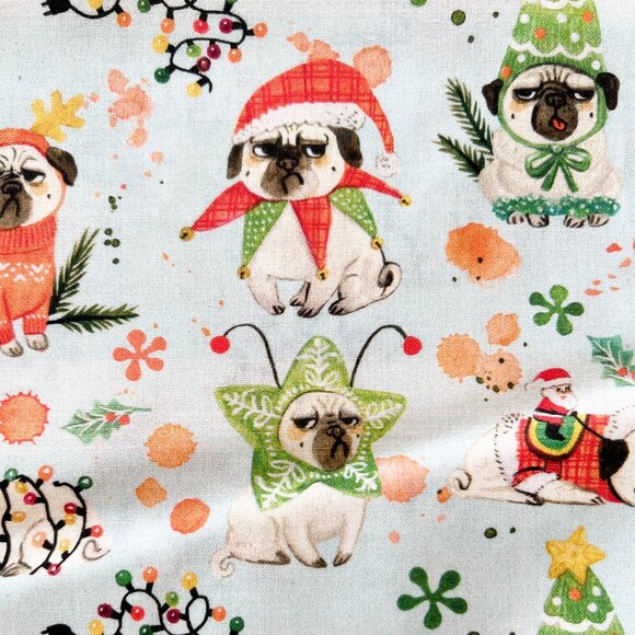 3 yd - Pugs Holiday - Pugs - Fabric - Picture 4 of 5